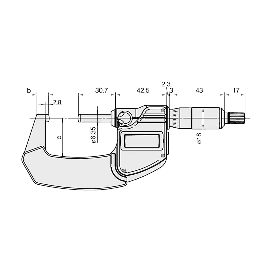 Mitutoyo 0 - 25 mm Spherical Anvil Digital Tube Micrometer (Type B), 395-271-30