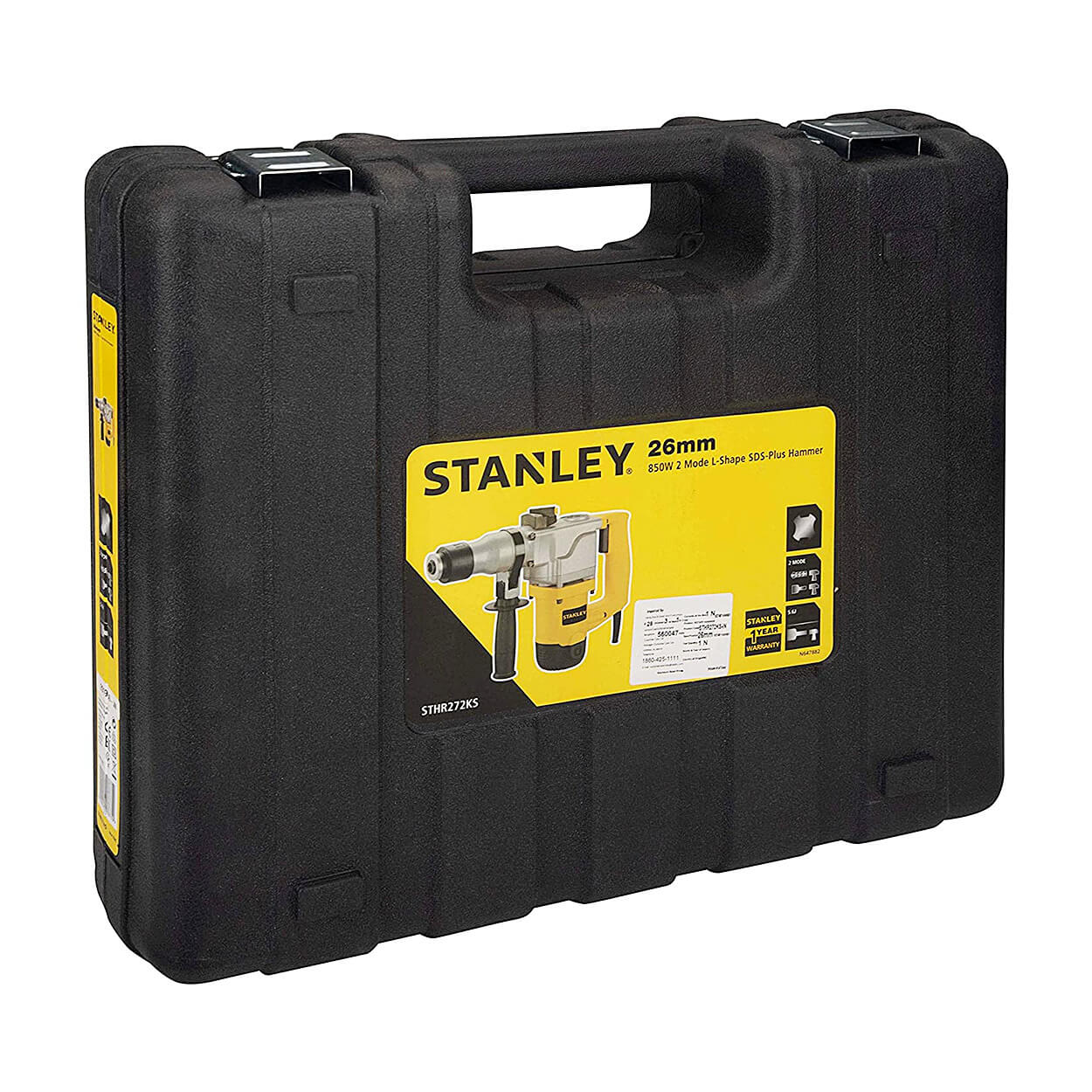 Stanley 26mm 850W 2 Mode SDS Plus L-Shape Rotary Hammer With Kitbox, STHR272KS-IN