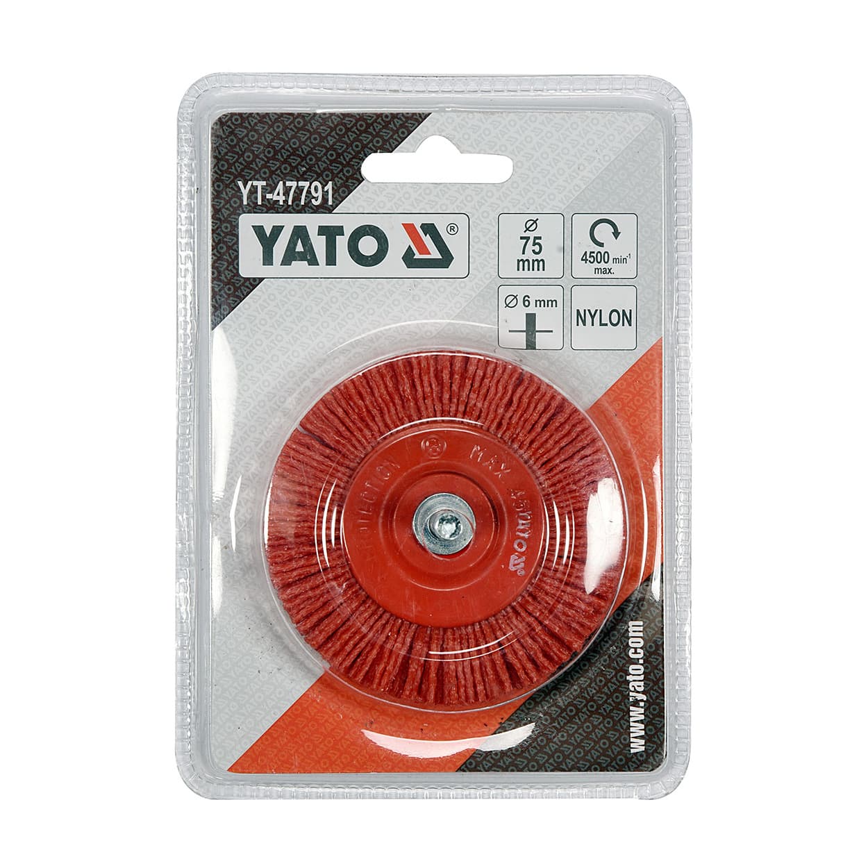 Yato 75 mm Dia. x 6 mm Shank Nylon Circular Brush For Drill, YT-47791