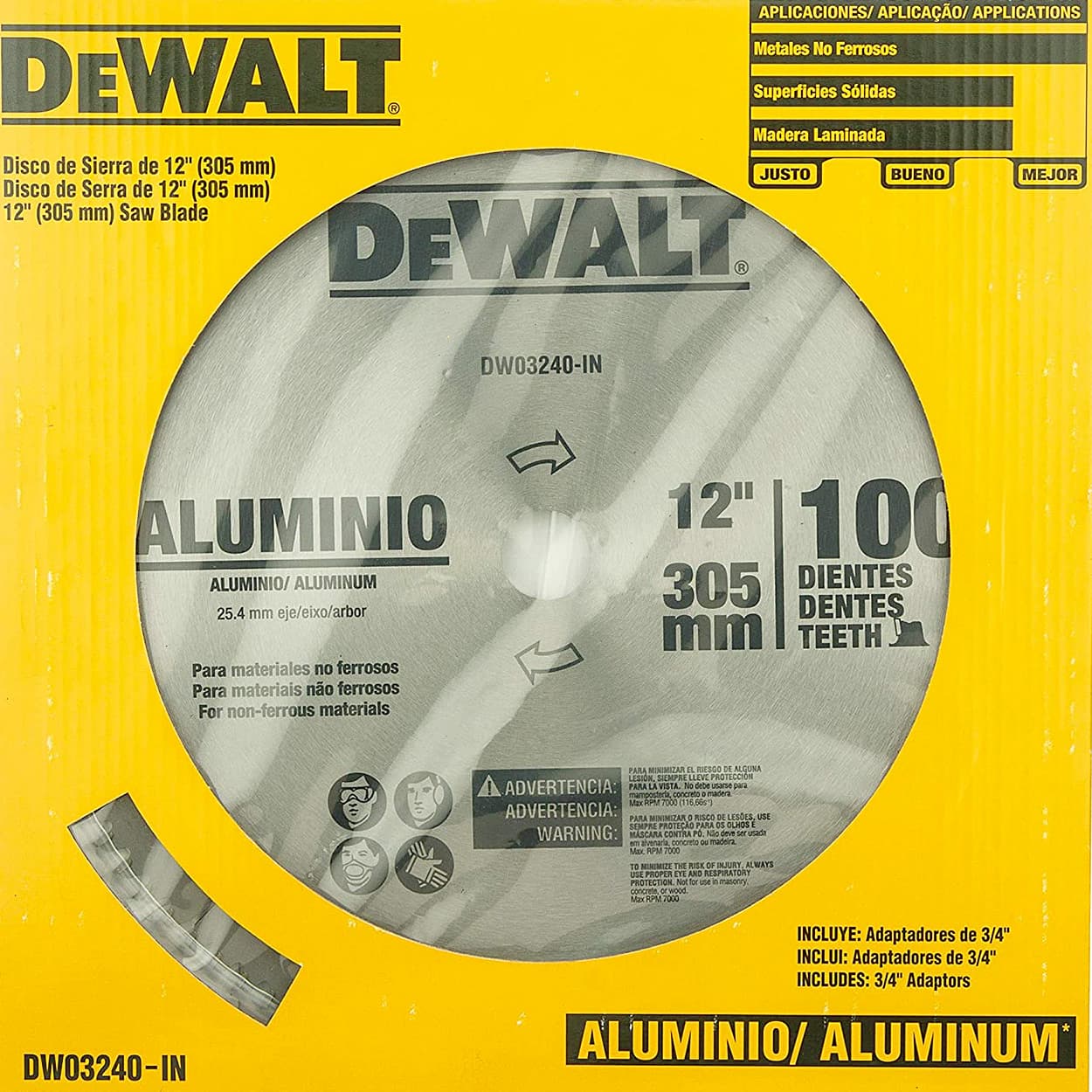 Dewalt 12 inch / 305 mm Circular Saw Blade For Cutting Aluminium (100 Teeth), DW03240-IN