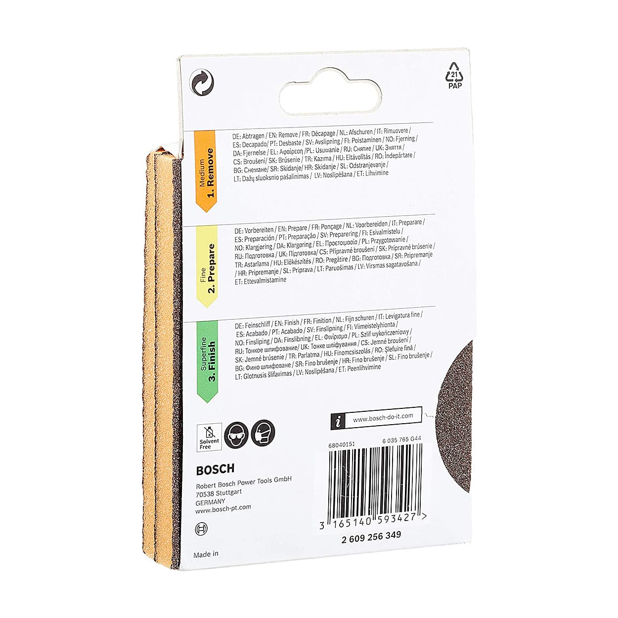 Bosch 68 x 120 x 13 mm DIY Contour Sanding Pad - Medium Grit (Pack Of 2 Pcs), 2 609 256 349