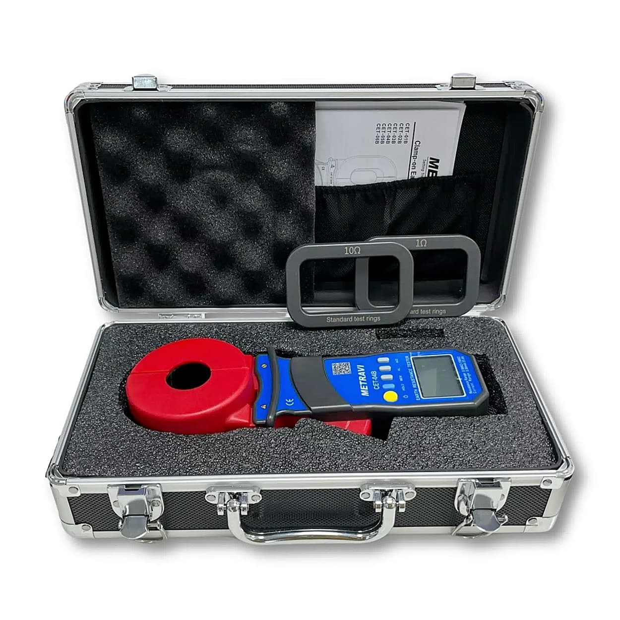 Metravi 4 Digits / 0.01Ohm - 1500Ohm Clamp-On Earth & Ground Resistance Tester With Bluetooth (Leakage Current Measurement Up To 35A), CET-04B