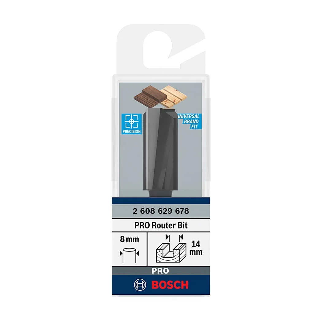 Bosch 14 mm Pro Router Straight Bit (2 Flute), 2 608 629 678