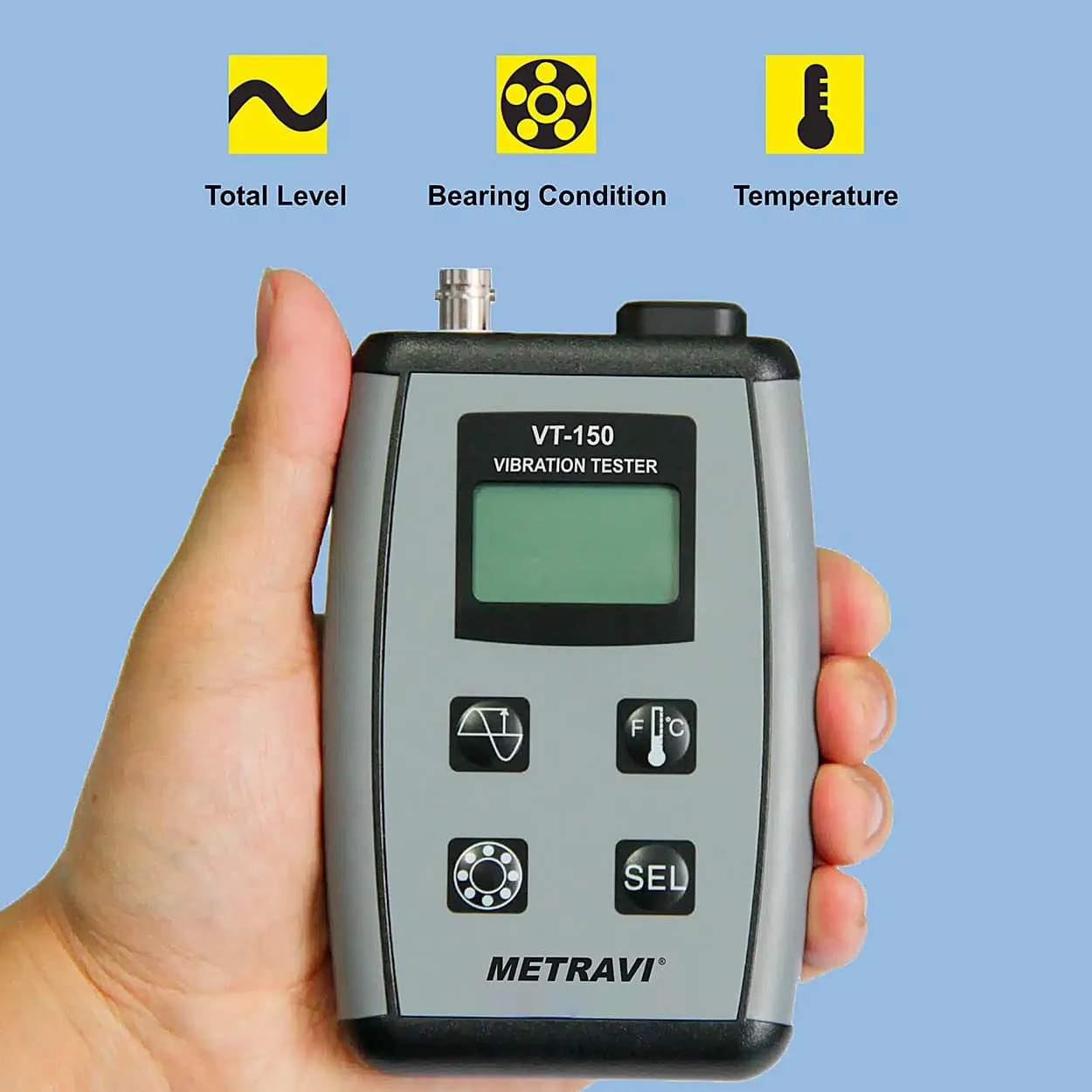 Metravi 0 - 200 mm/s RMS 3-in-1 Vibration Tester With Bearing Condition Analyser, VT-150