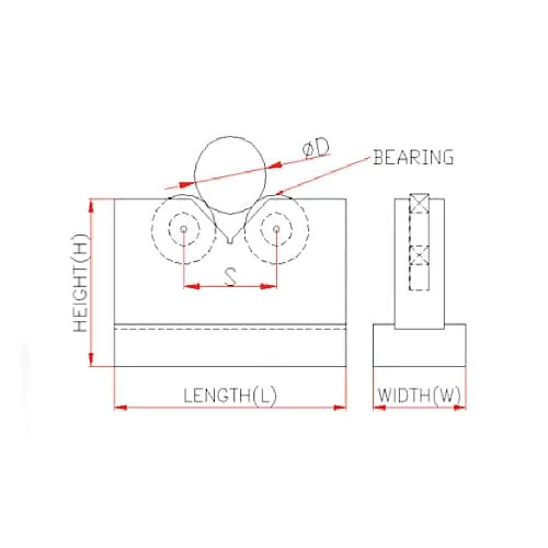 Crystal 100 x 60 x 97 mm Roller Bearing 'V' Blocks (Pack of 2 Pcs), AA-3710
