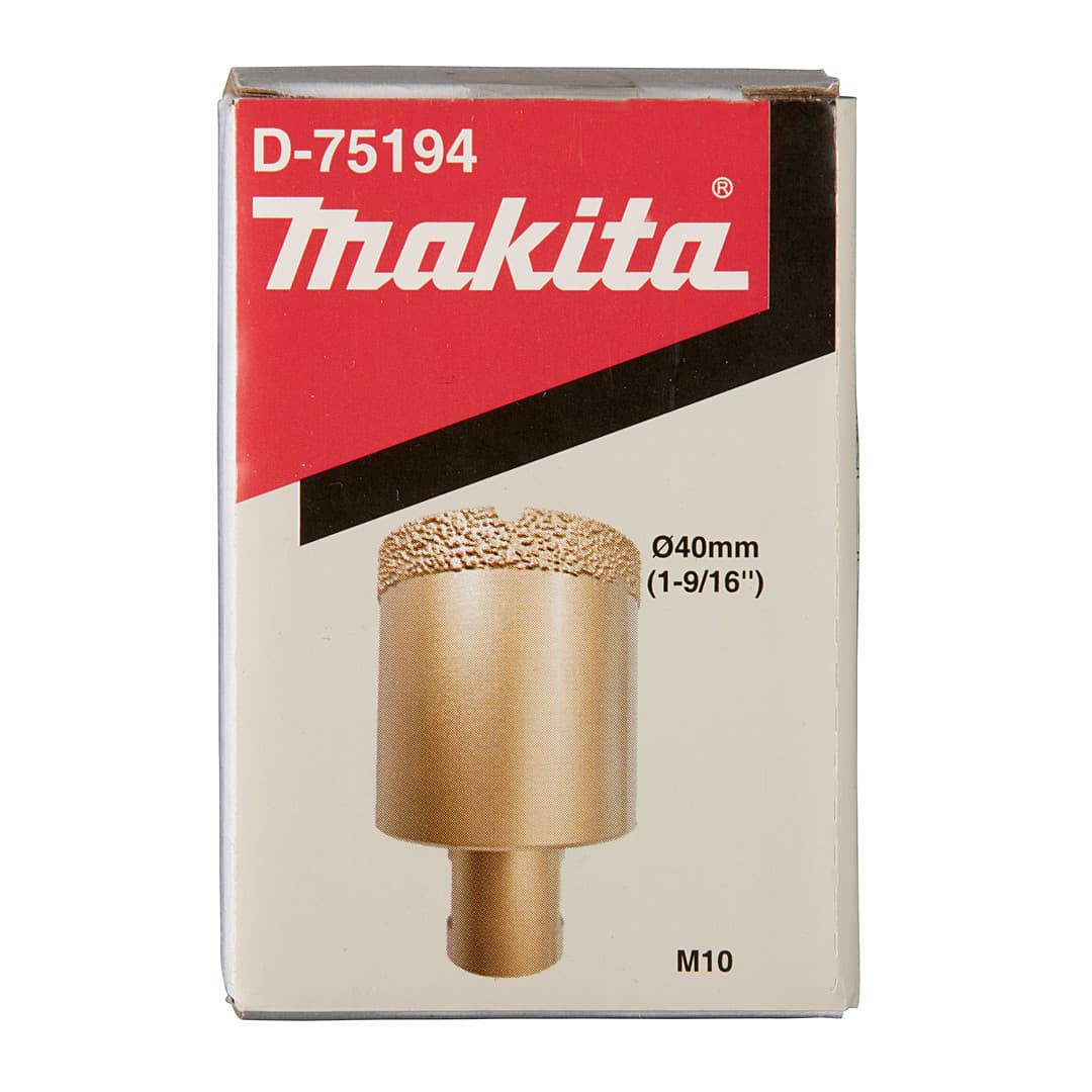 Makita 40 mm Dia x M10 mm Vacuum Brazed Diamond Core Bit, D-75194