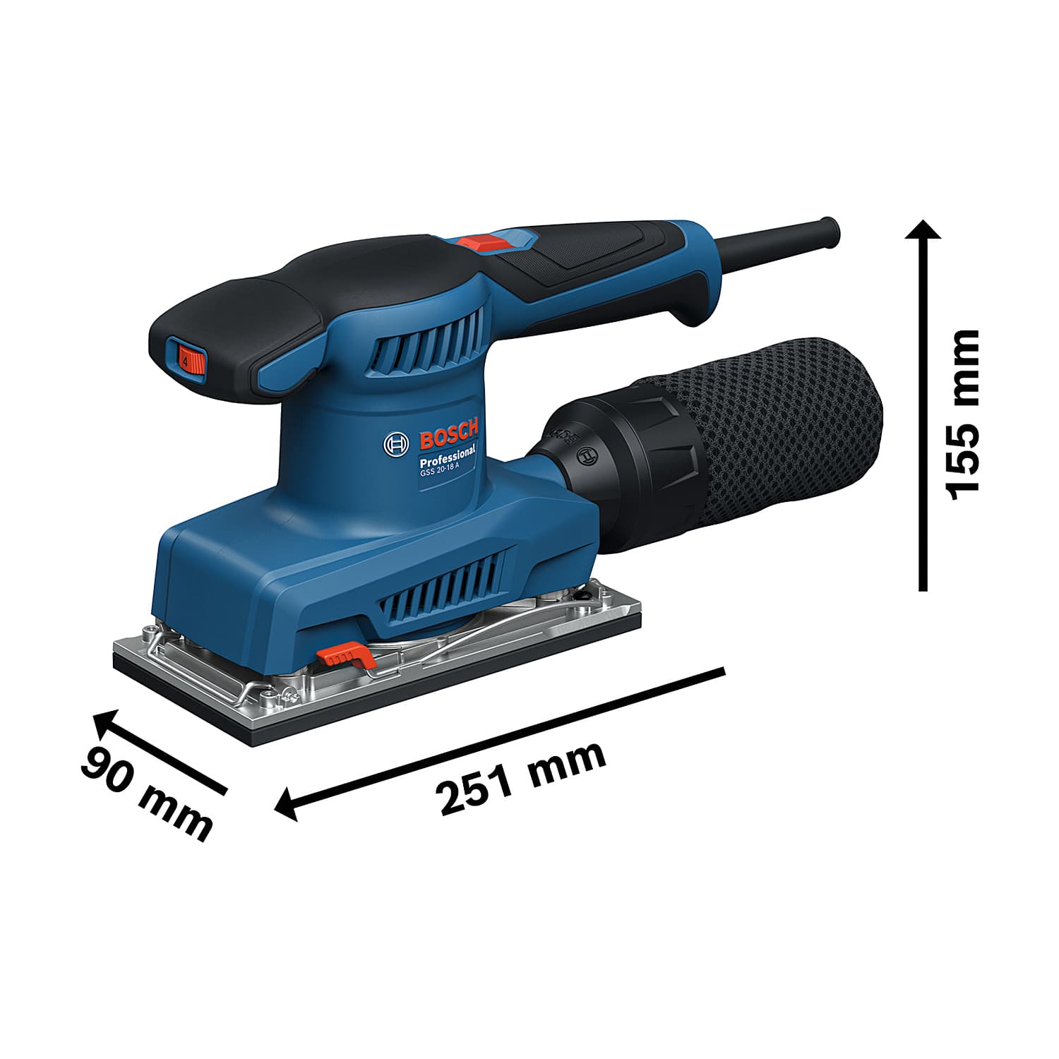 Bosch 200W Professional Orbital Sander, GSS 20-18 A