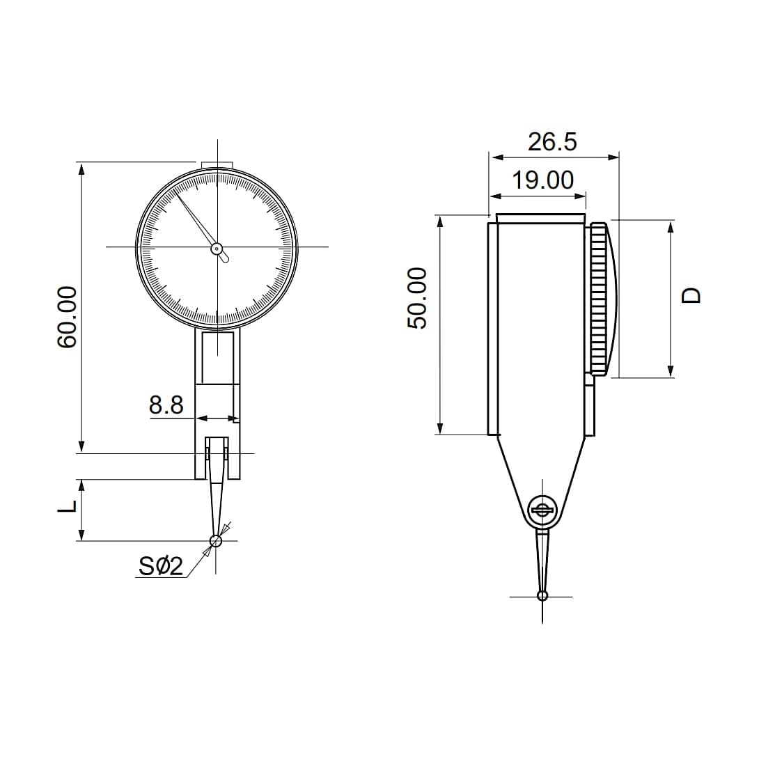 Ozar 0.2 mm Dial Test Indicator, AID-9403