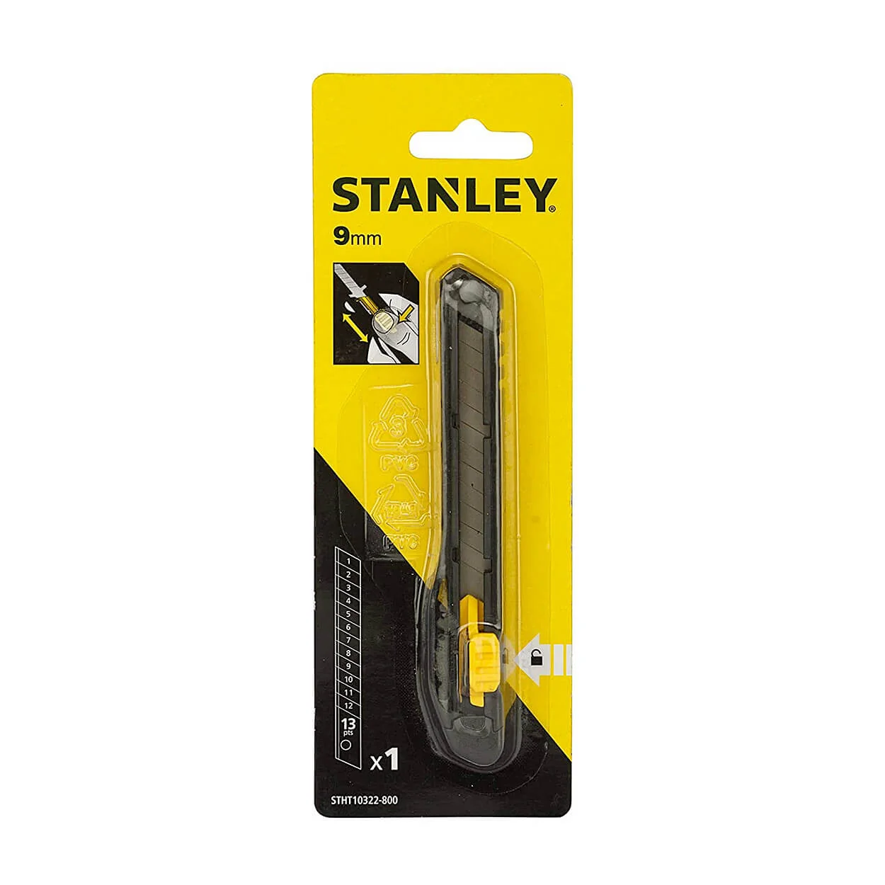 Stanley 9 mm Plastic Slide Lock Snap Off Knife, STHT10322-800