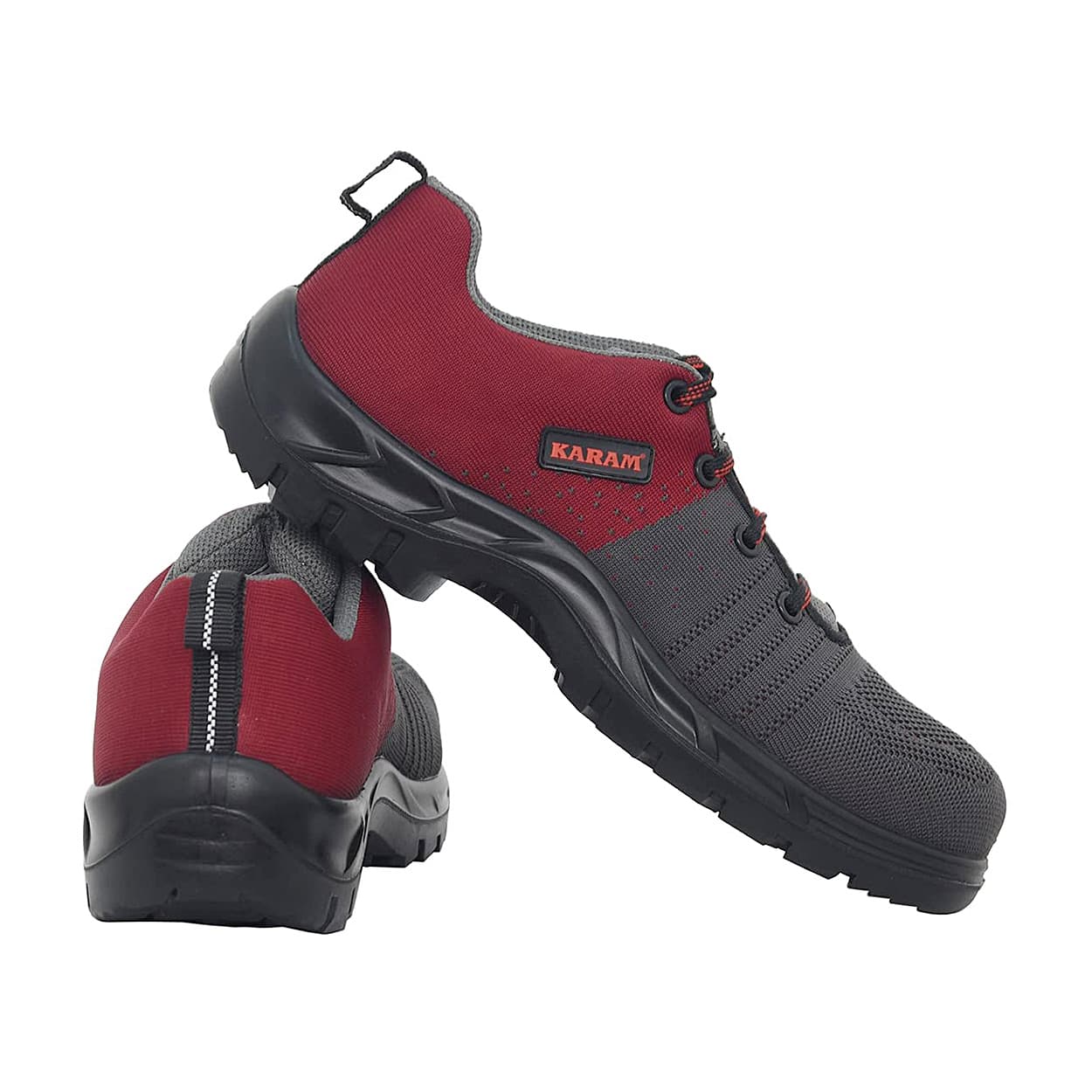Buy Karam Flytex Upper Safety Shoe - Fibre Toe (Grey & Red