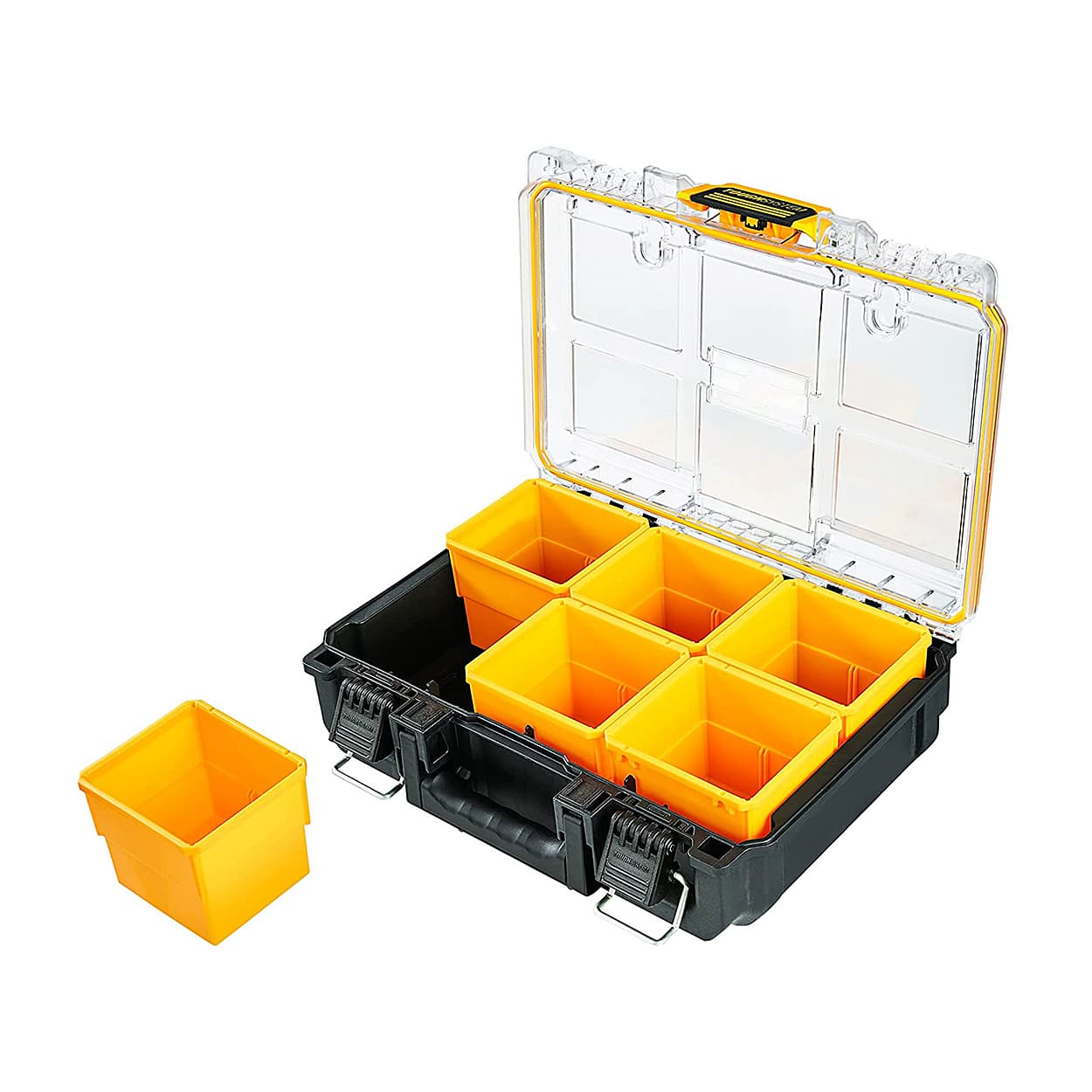 Dewalt Toughsystem 2.0 Half Width Clear Lid Deep Organiser With 6 Removable Deep Cups & 10 Kg Load Capacity, DWST83392-1