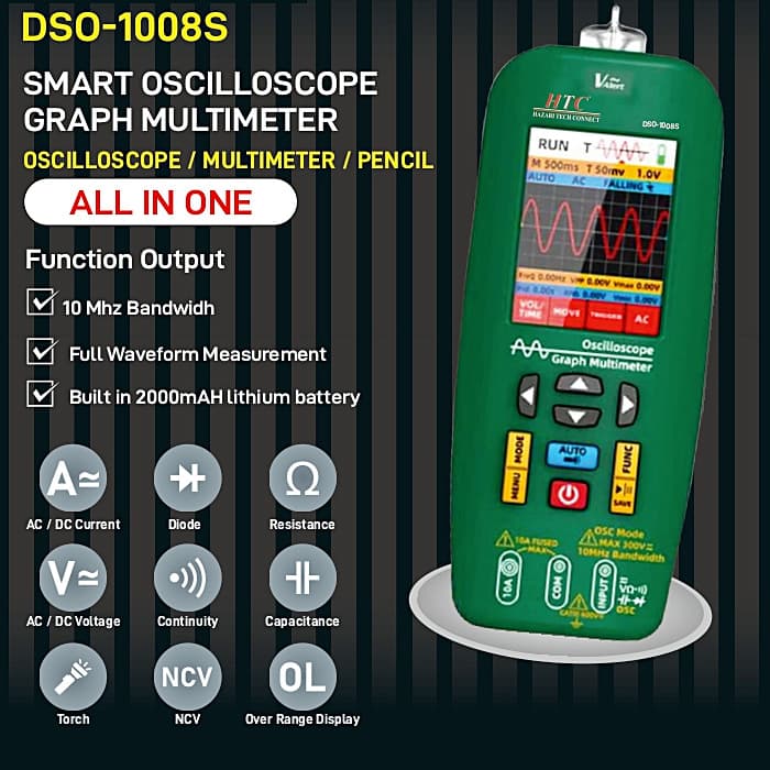 HTC 10 MHz / 48MSa/s Smart Oscilloscope Graph Multimeter, DSO-1008S