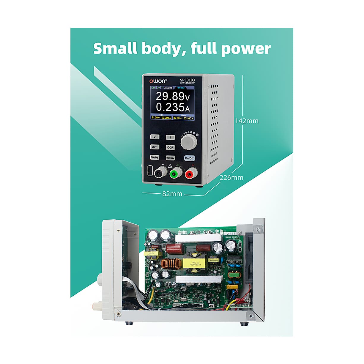 Owon 0 - 30V / 0 - 10A Programmable DC Power Supply (SMPS), SPE 3102