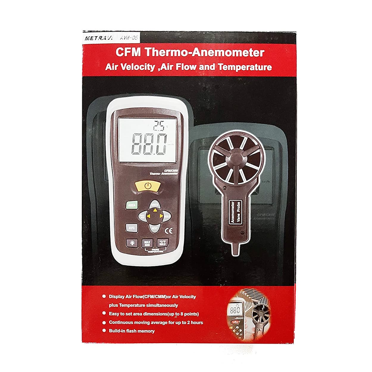 Metravi 30m/Sec Digital Thermo Anemometer With CFM / CMM, AVM-05