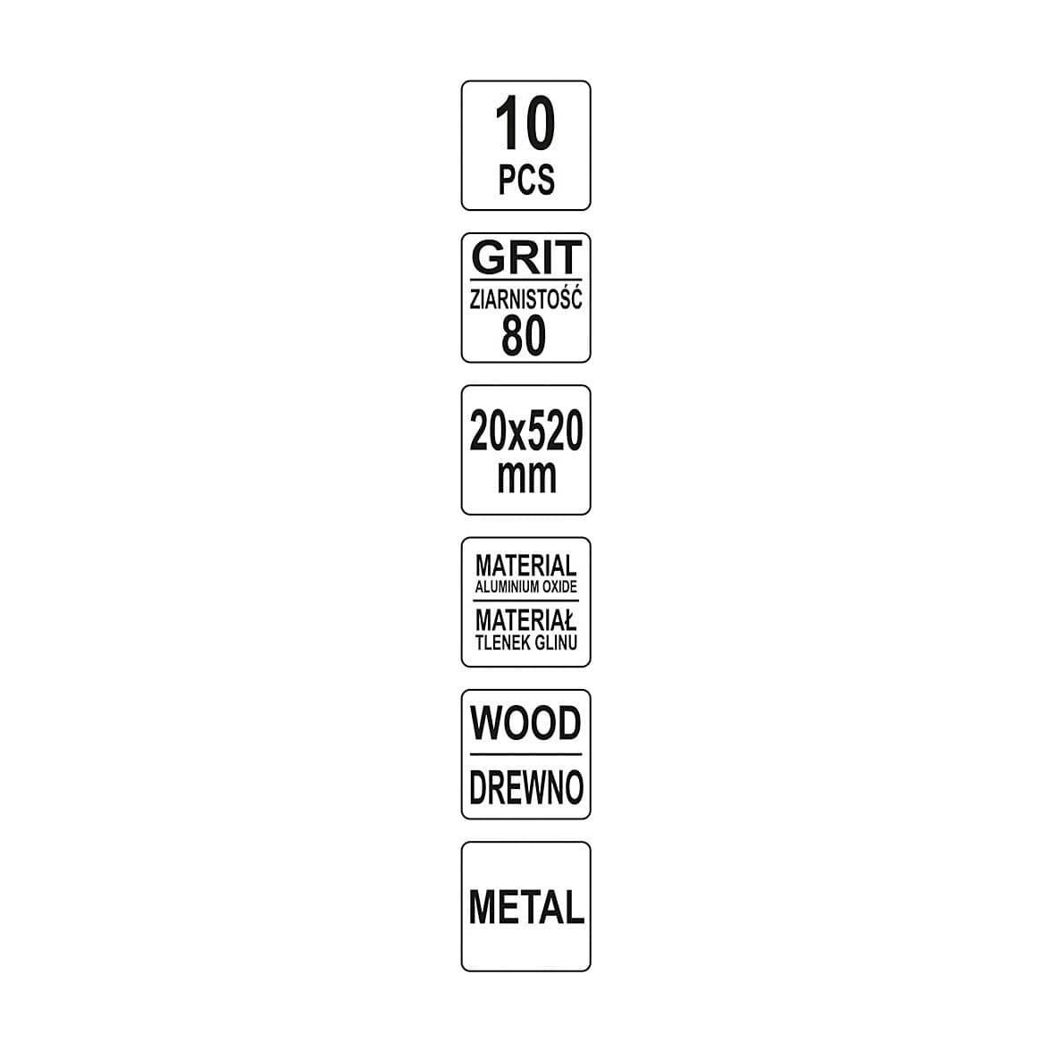 Yato 200 Grit / 20 x 520 mm Abrasive Sanding Belt (Pack Of 10 Pcs), YT-09748