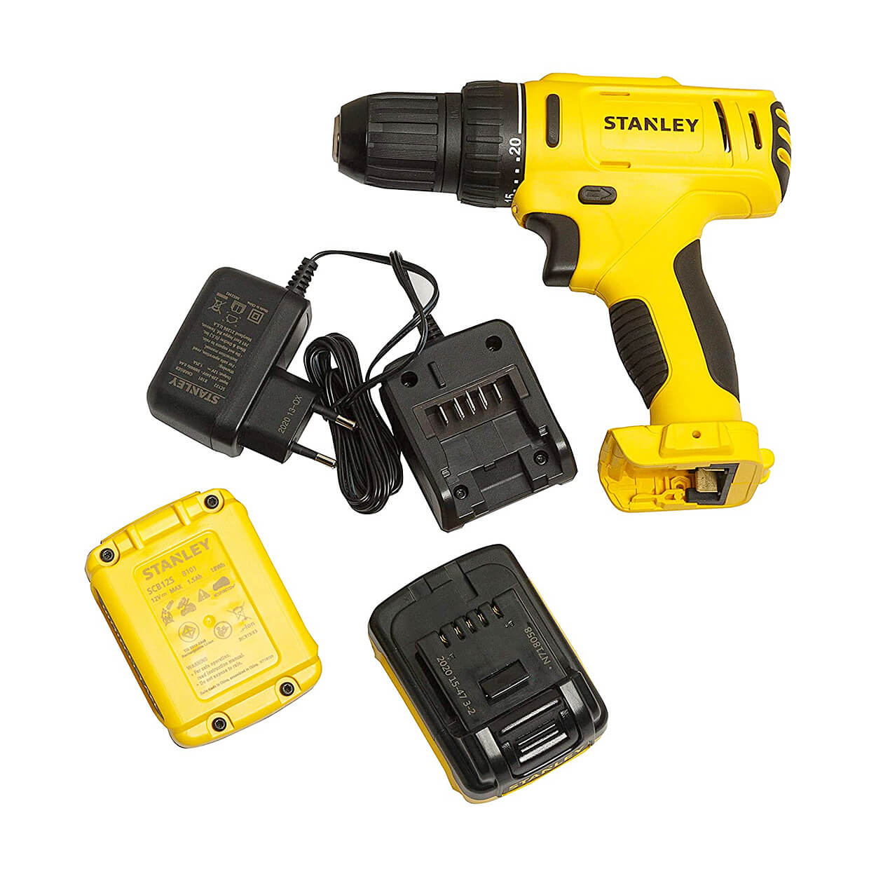Stanley 12V / 1.5 Ah / 10mm Li-Ion Cordless Compact Drill Driver With 2 Batteries & Charger, SCD121S2K