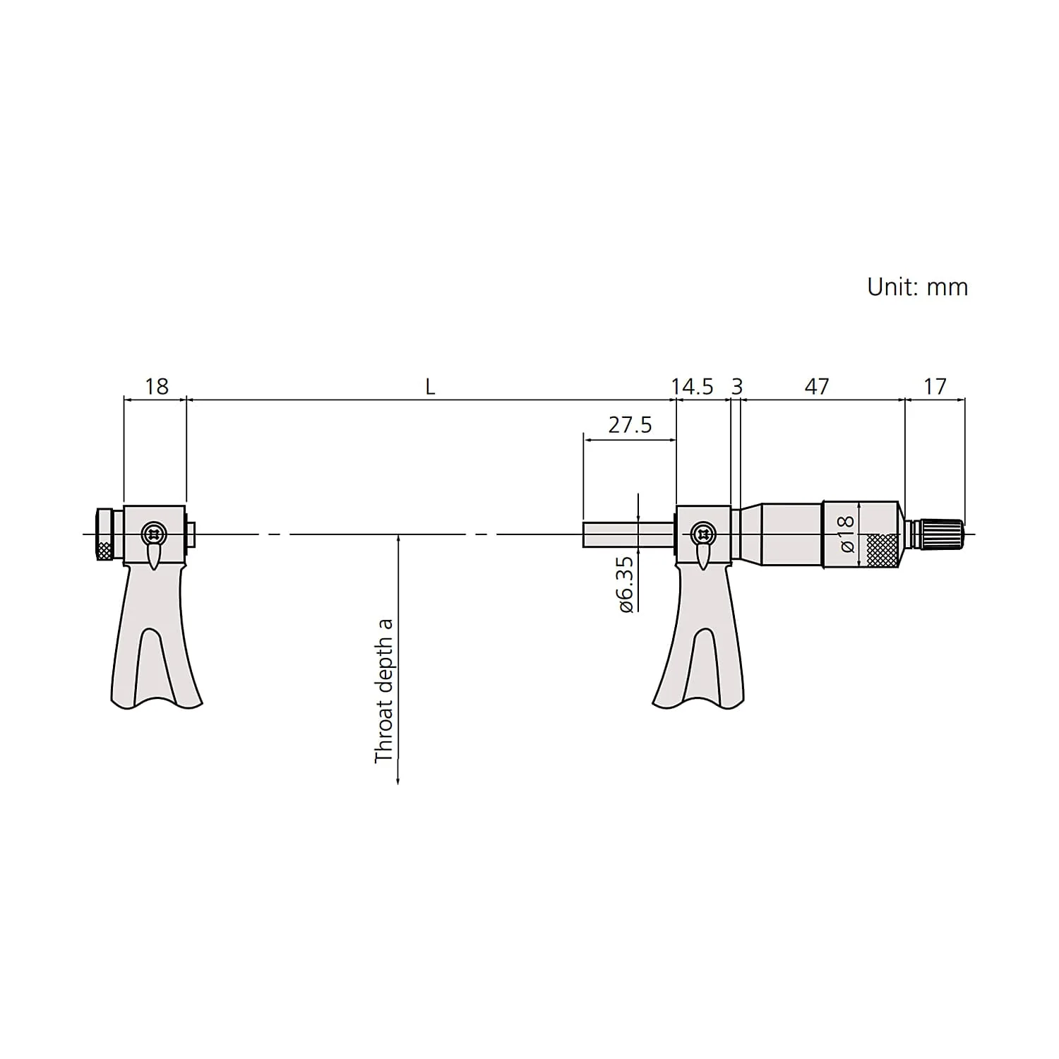 Mitutoyo 1 - 2 inch Interchangeable Anvil Screw Thread Micrometer (Spindle Tip Type), 126-138