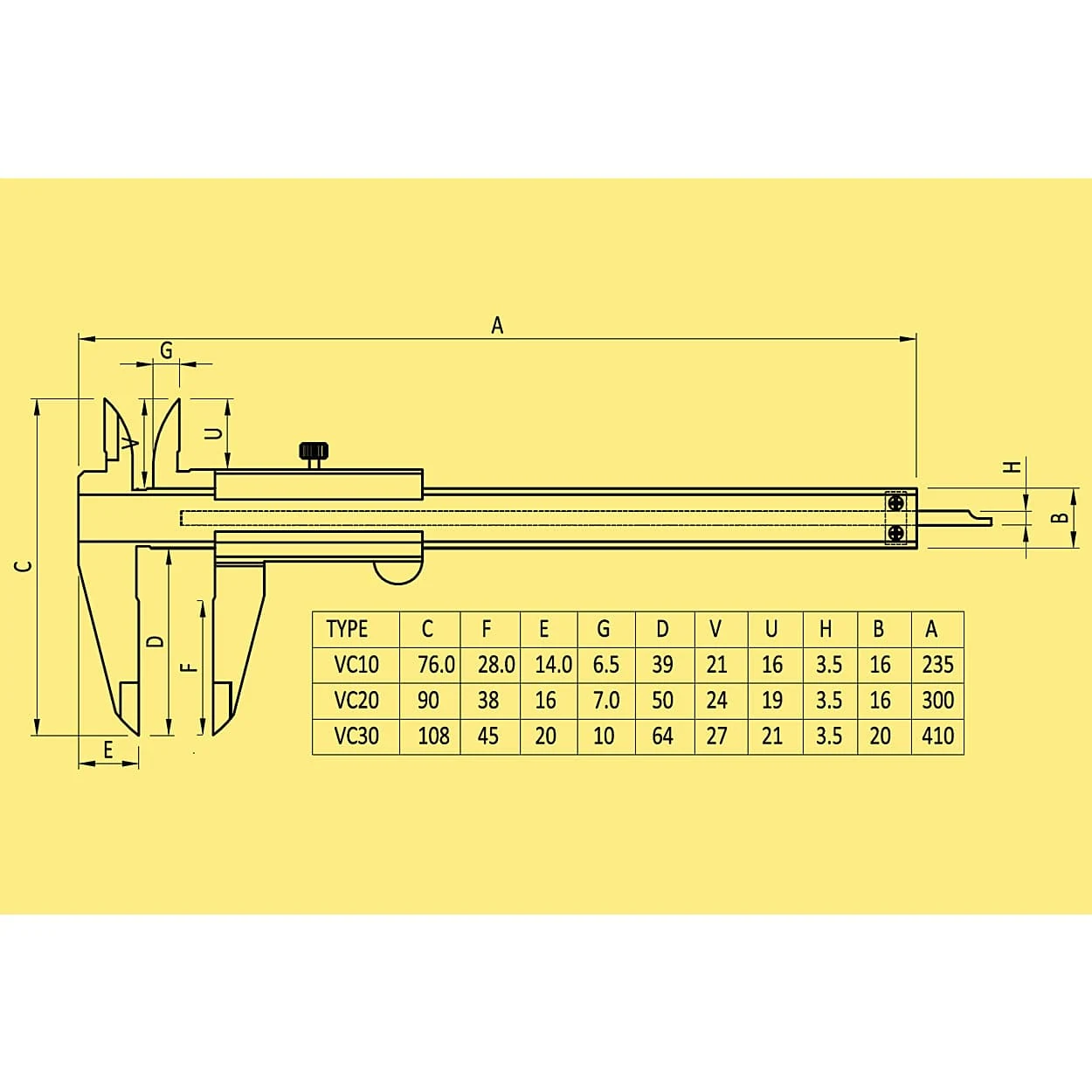 Baker 150 mm / 6 inch Vernier Caliper Without Fine Adjustment (VC Series), VC10