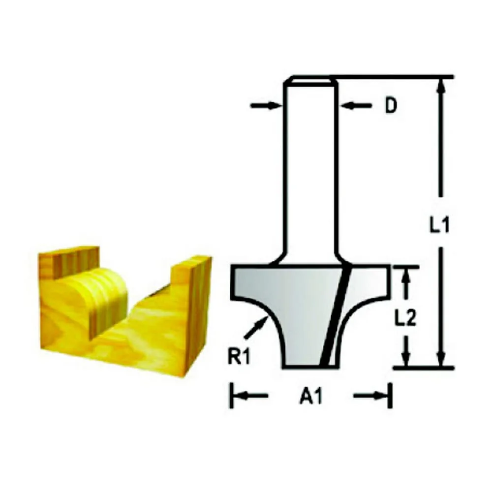 Makita 8.00 mm Router Bit (Plunge Cut Roundover Bit), D-48153