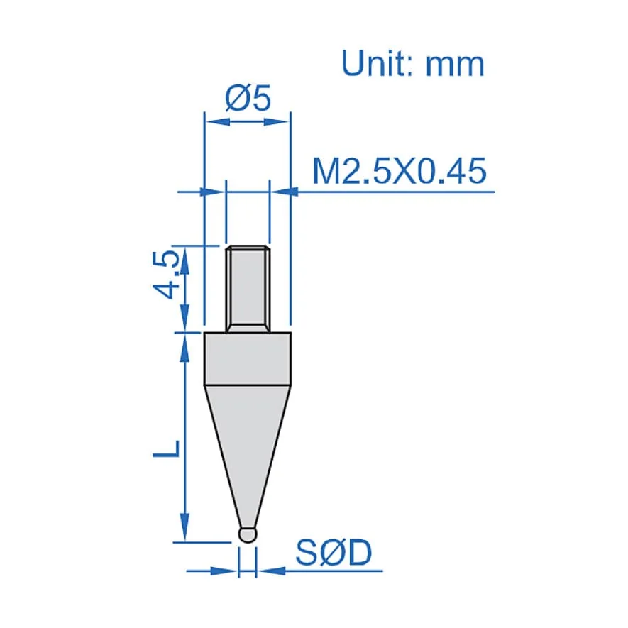 Insize 1 mm (Dia.) / 12 mm (Length) Precision Ball Point, 6282-3101