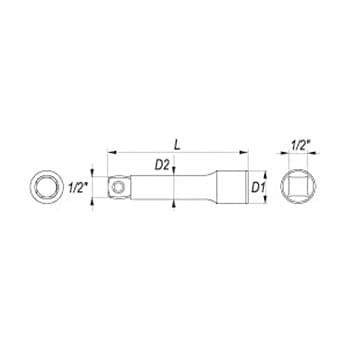 Yato 5 Inch / 127 mm Extension Bar With Wobble (1/2 Inch Sq Drive), YT-1250