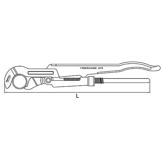 Toptul 1-1/2 Inch / 440 mm 45° Swedish Model Pipe Wrench With S-Shaped Jaw, DDAD1A48