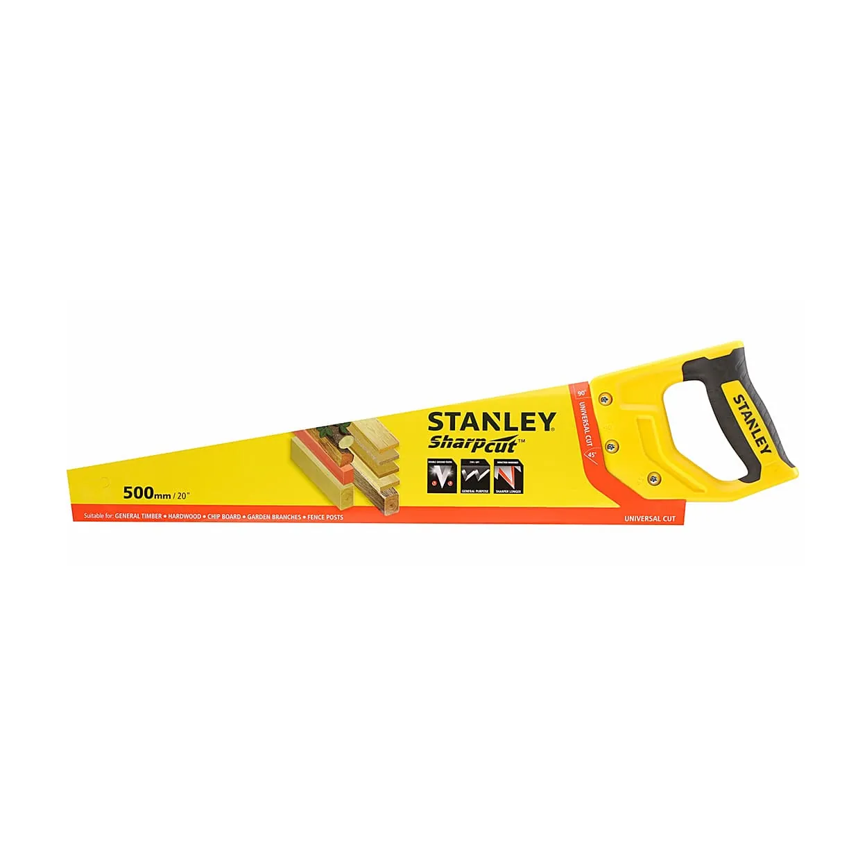 Stanley 500 mm / 20 Inch Sharpcut Handsaw (7 TPI), STHT20367-1