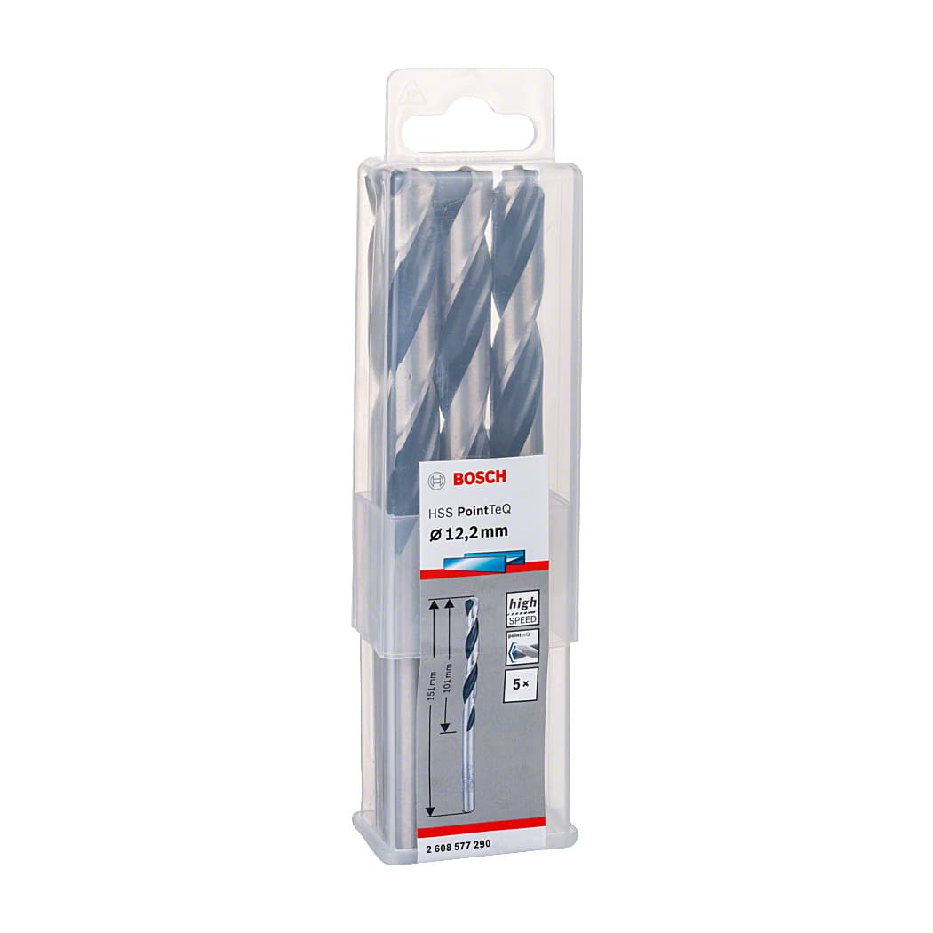 Bosch 12.20 mm HSS Metal Drill Bits PointTeQ Range (Pack of 5 Pcs), 2 608 577 290