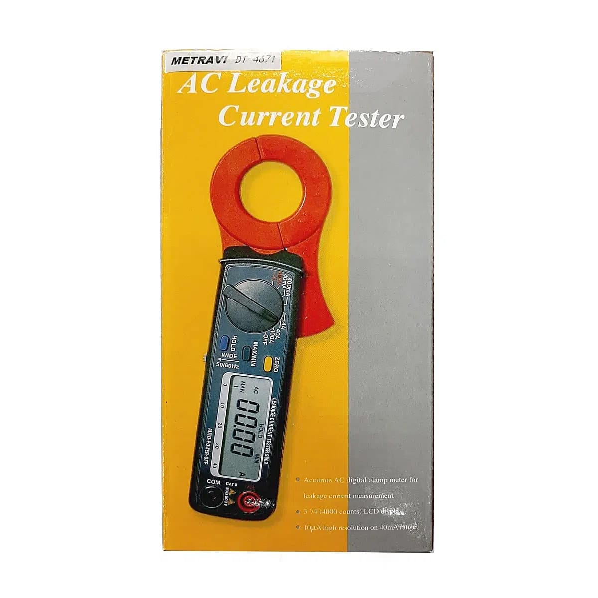 Metravi 3-3/4 Digit / 0 - 400V Digital AC Leakage Current Clamp Meter, DT-4671