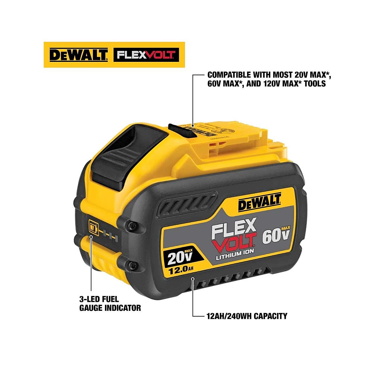 Dewalt 18V/54V / 12.0 Ah Li-ion Battery Pack (FLEXVOLT), DCB612-B1