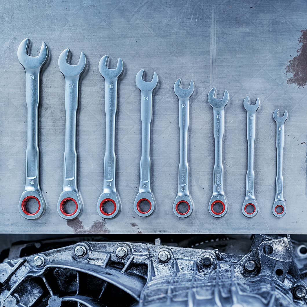 Bosch 8 - 19 mm Ratchet Combination Wrench Set (Pack of 8 Pcs), 1 600 A03 AG5
