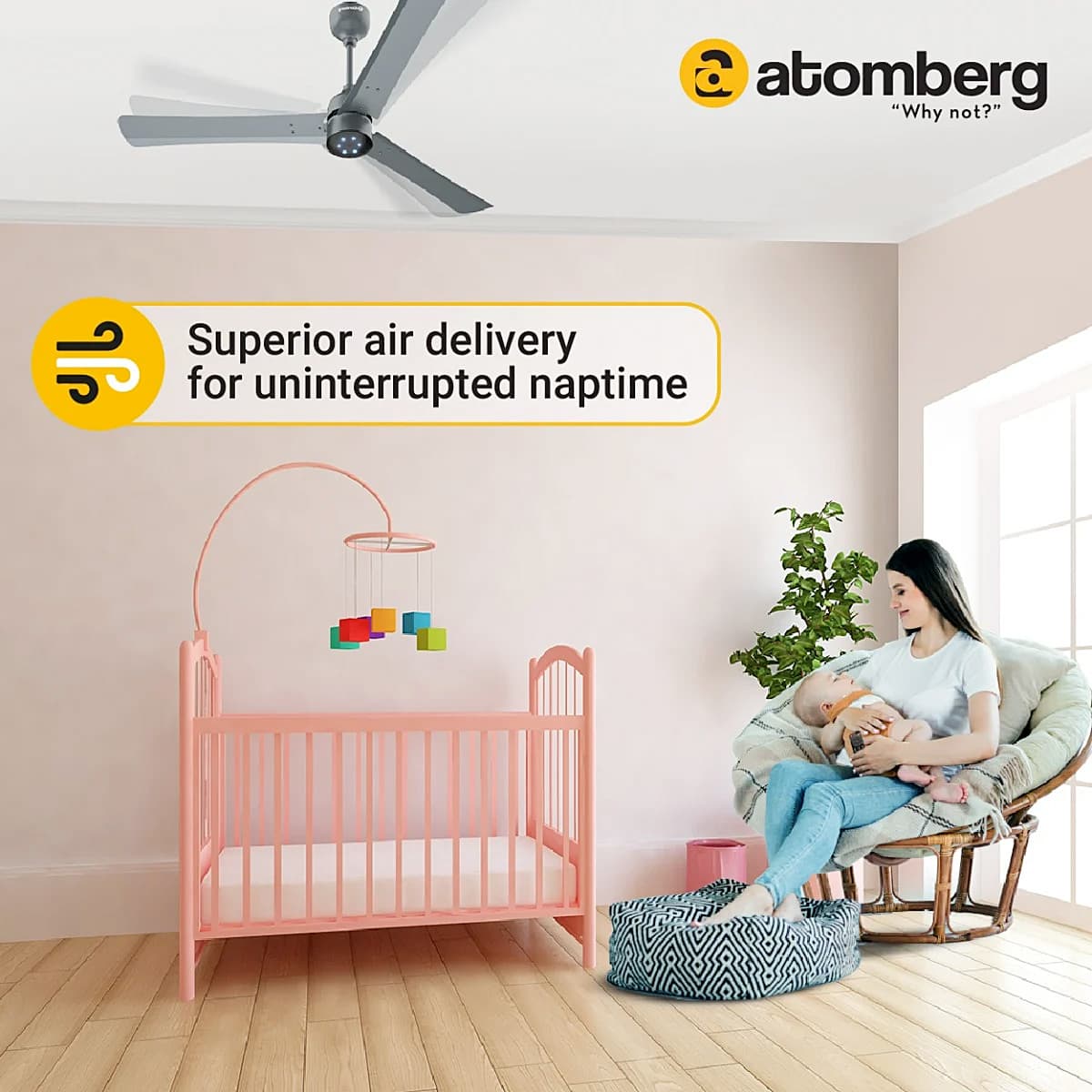 Atomberg Renesa+ 1200 mm Energy Efficient Dust Resistant Ceiling Fan With BLDC Motor & Remote (Sand Grey)