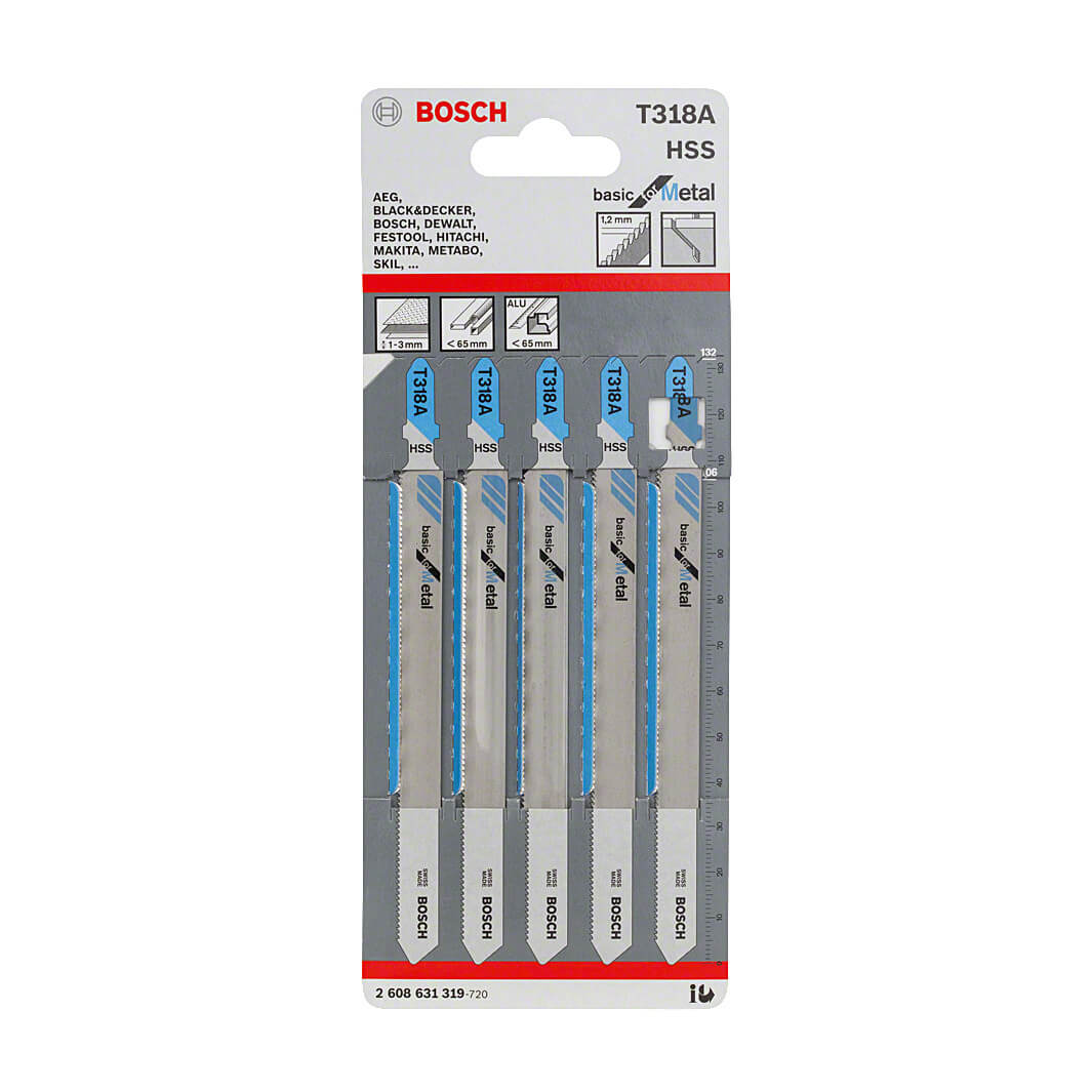 Bosch 132 mm Jigsaw Blades Basic for Metal (T 318 A), 2 608 631 319