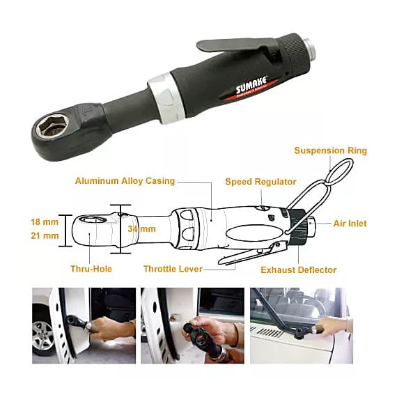 Sumake 28 Pcs Thru-Hole Air Ratchet Wrench Set, ST-5510K