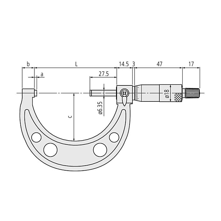 Mitutoyo 25 - 50 mm Outside Micrometer (Economy Design), 103-138