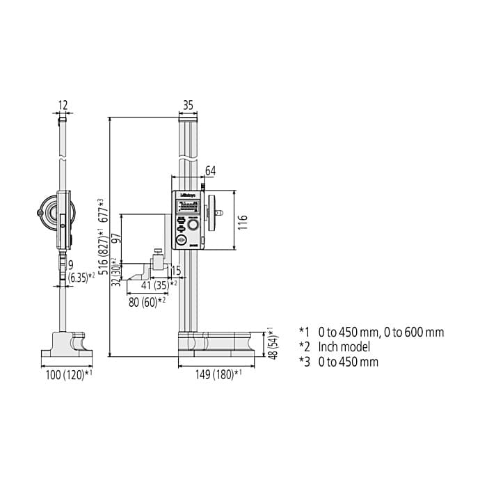 Mitutoyo 300 mm Absolute Digimatic Height Gauge With Slider Feed Wheel, 570-402
