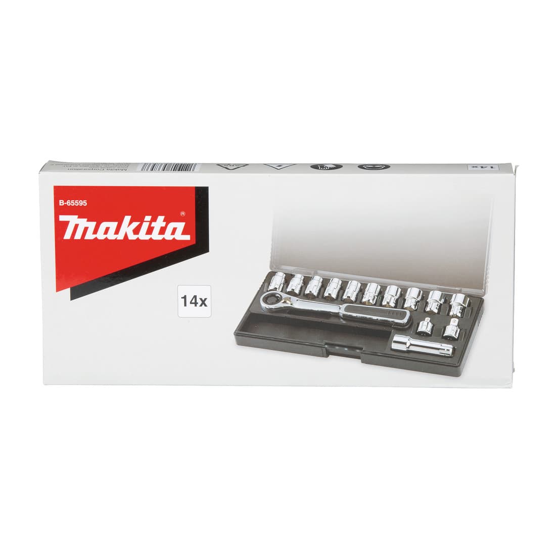 Makita 14 Pcs 1/4 & 3/8 inch Sq. Drive Pass Thru Socket Wrench Set, B-65595