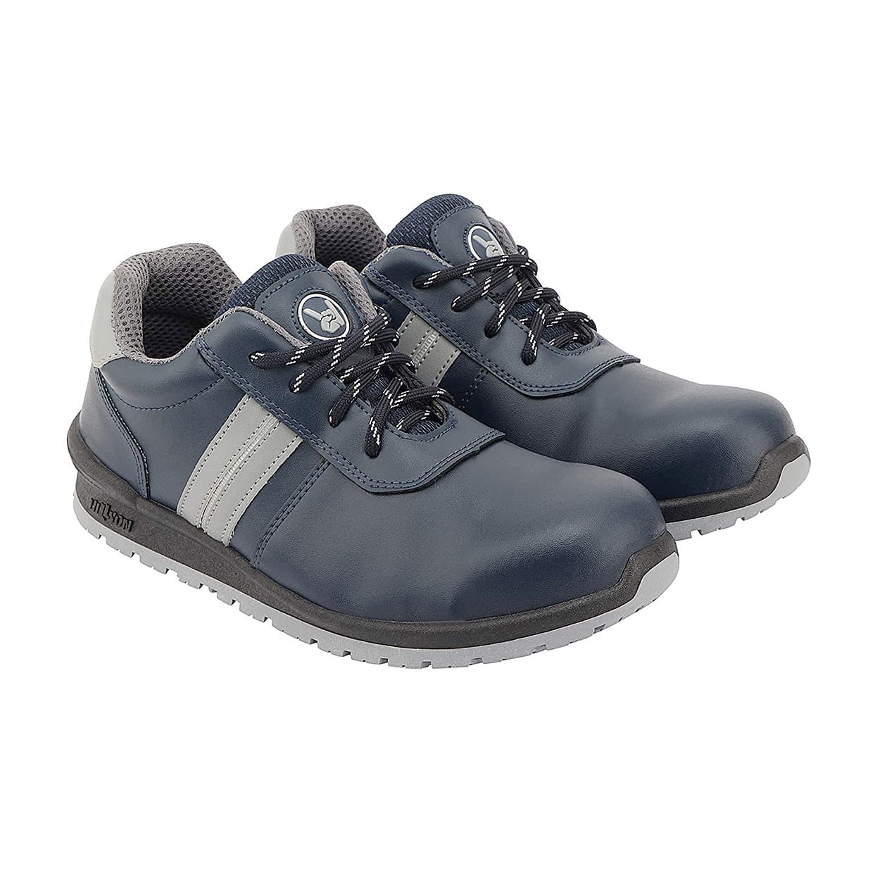 Hillson Dual Density TFP Sole Synthetic Leather Swag Safety Shoes - Steel Toe (Blue & Grey), Swag-1902