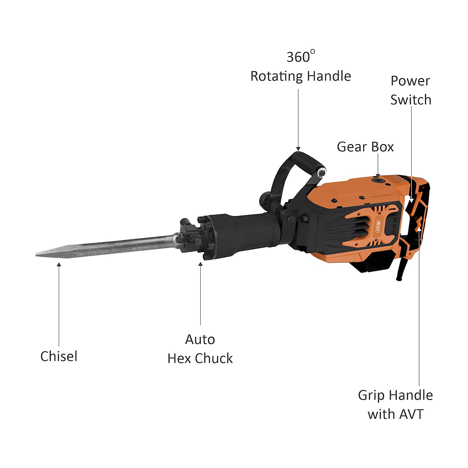 JK Super Drive 46J / 1600W Demolition Hammer, JKDH16, 9005133