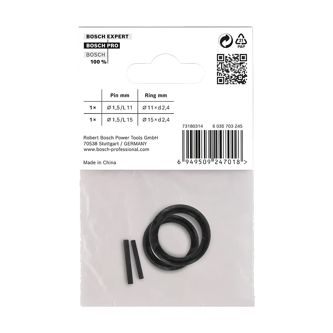 Bosch 1/4 inch Retaining Ring & Pin Set for PRO Impact Socket (Pack of 4 Pcs), 2 608 003 064