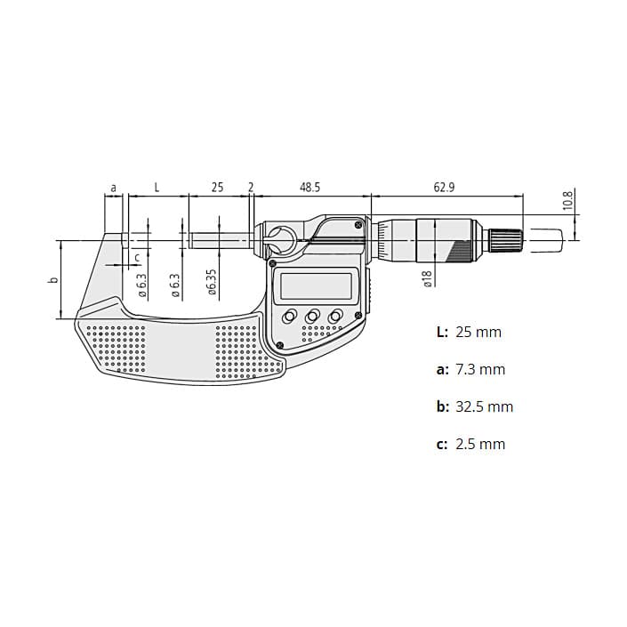 Mitutoyo 25 - 50 mm Digital Micrometer Without Data Output (IP65 Coolant-Proof), 293-241-30