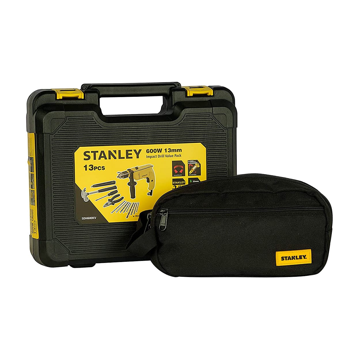 Stanley 13mm 600W Hammer Drill & Hand Tools Kit, SDH600KV-B1-PRM