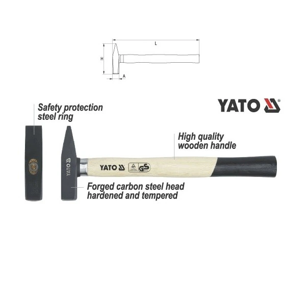 Yato 300 Gms Machinist Hammer With Handle, YT-4503