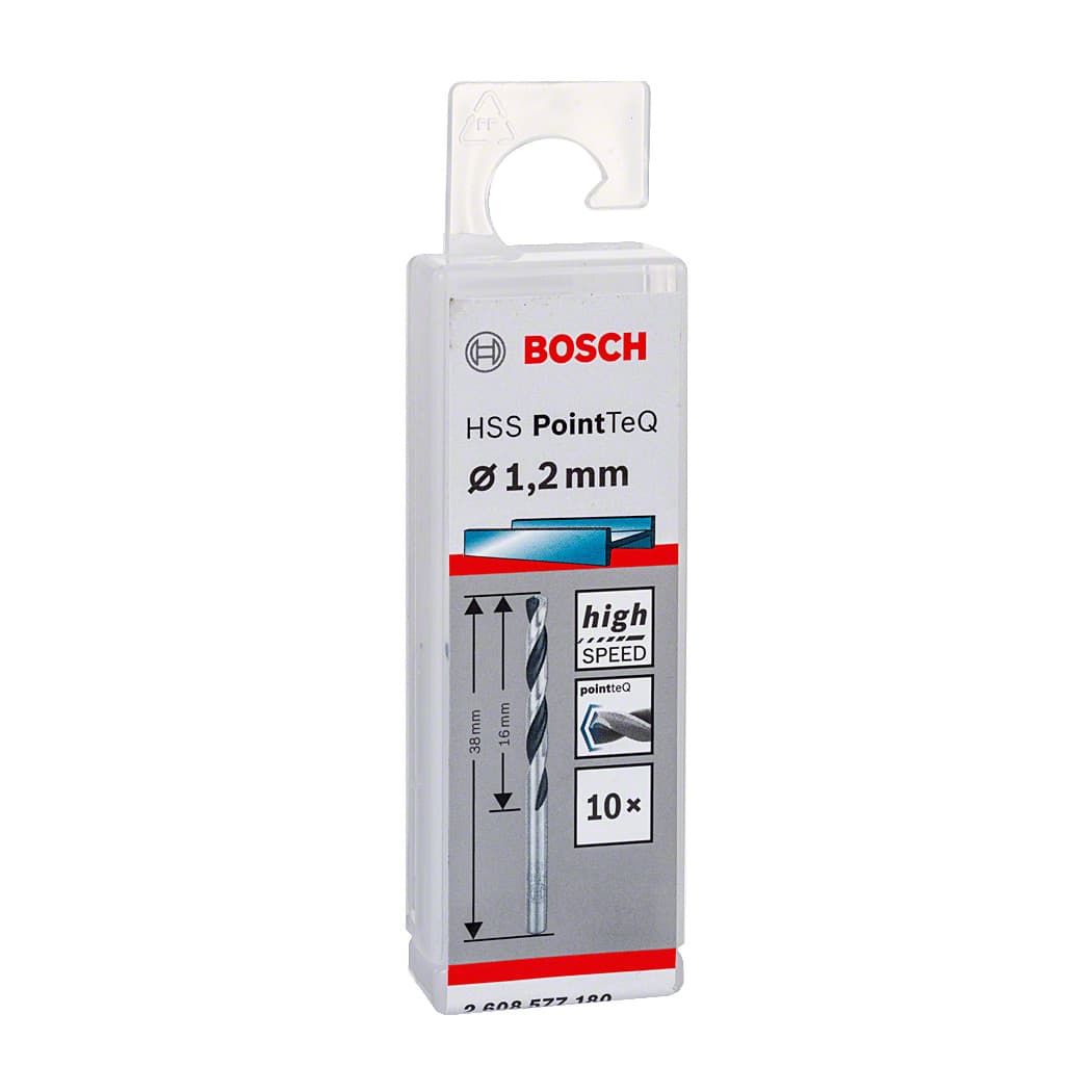 Bosch 1.20 mm HSS Metal Drill Bits PointTeQ Range (Pack of 10 Pcs), 2 608 577 180