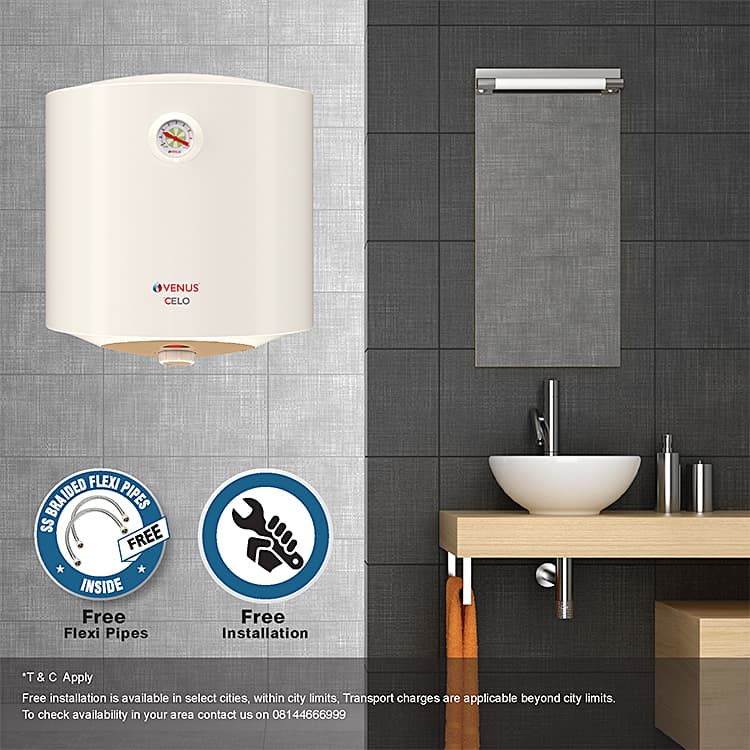 Venus Celo 10 Ltr / 2 kW Vertical Storage Water Heater (Geyser), 10CV