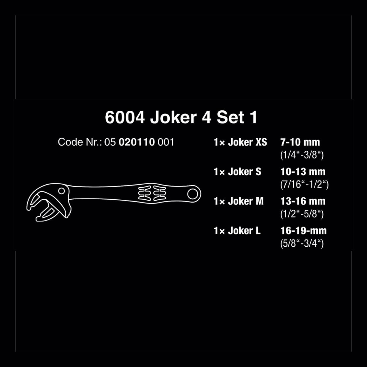Wera 6004 Joker 4 set 1 Self-Setting Spanner, 05020110001