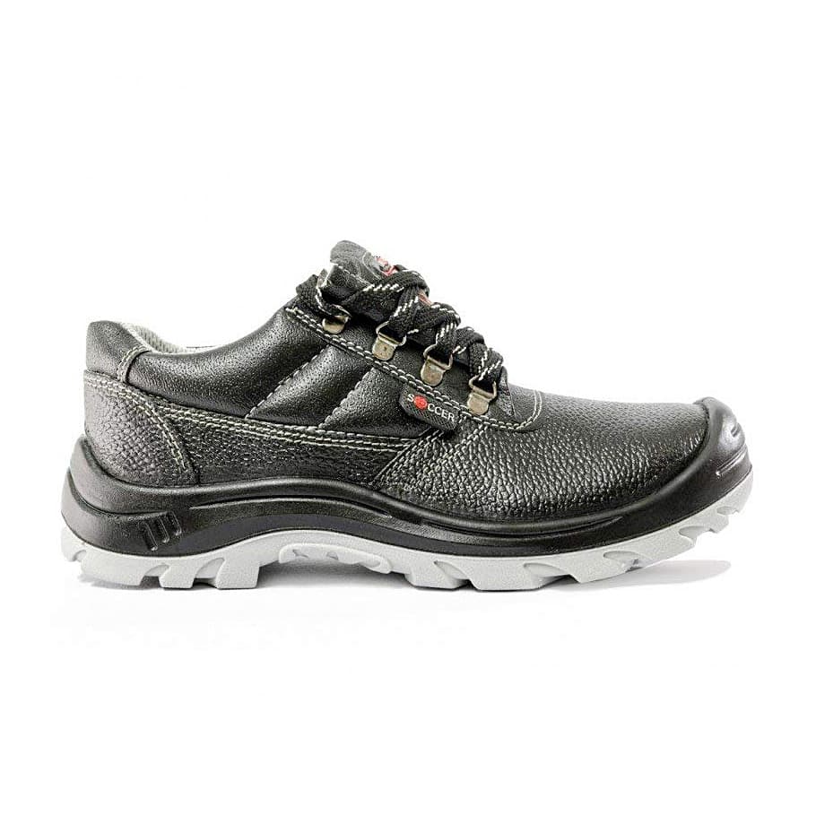 Hillson ISI Marked Double Density Buff Leather Soccer Safety Shoes - Steel Toe (Black)
