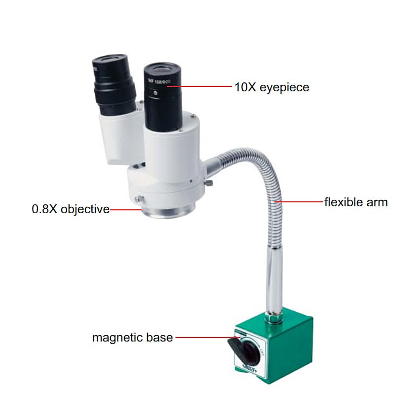 Insize 140 mm Long Working Distance Stereo Microscope with Magnetic Base (Low Magnification), 5305-ZS90