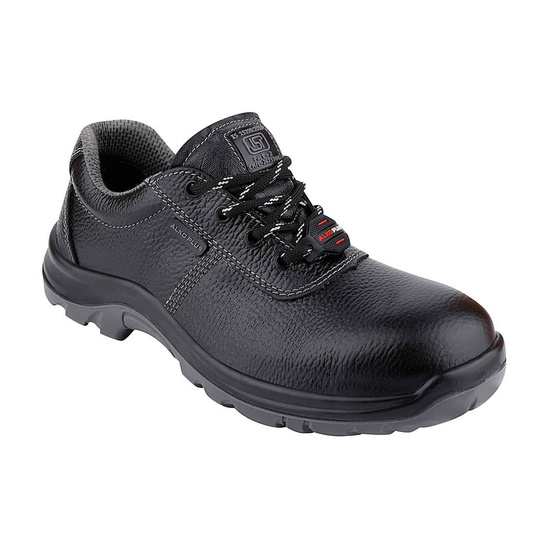 Alko Plus Low Ankle Buff Leather Safety Shoe with PU Double Density Sole - Steel Toe (Black), APS 2100