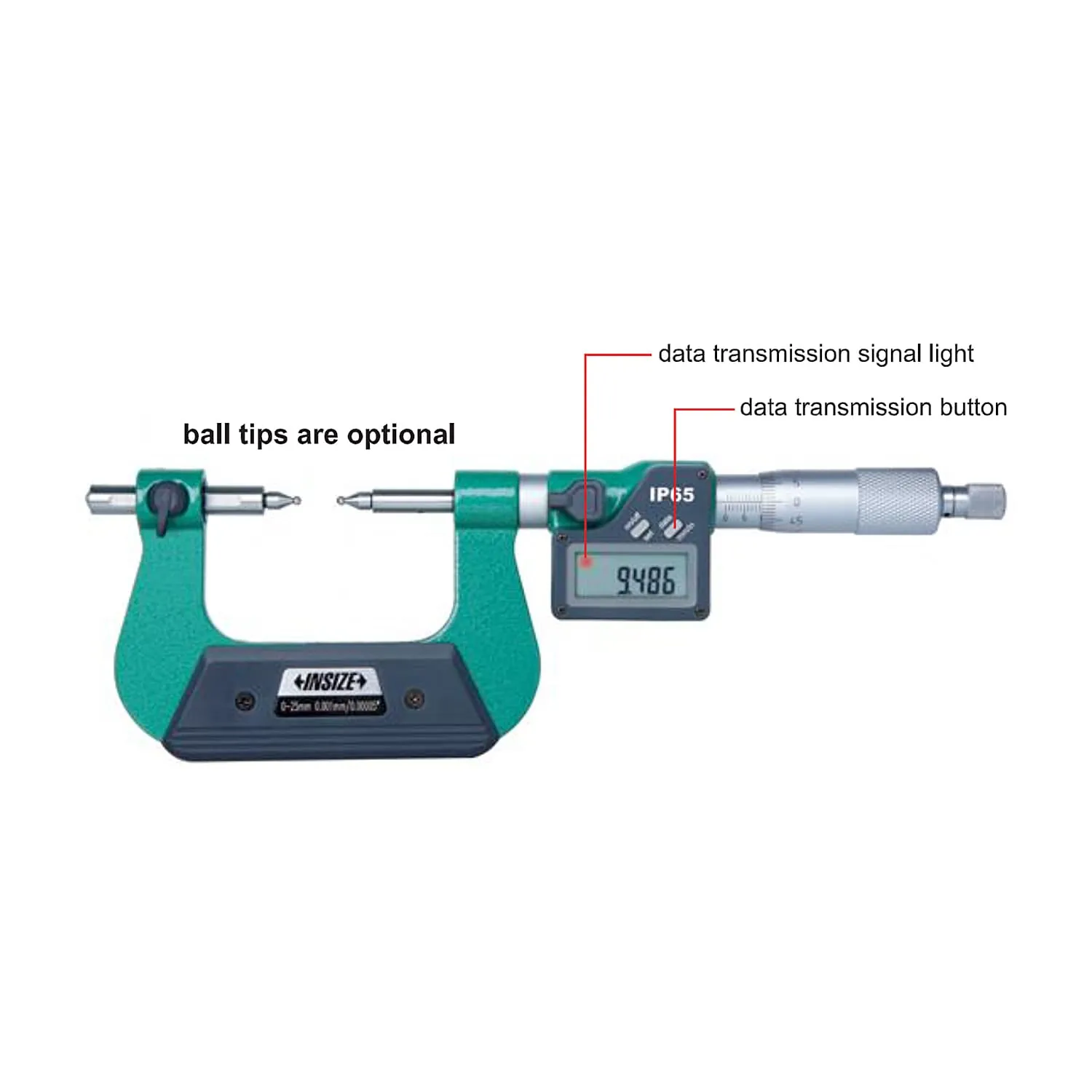 Insize 75 - 100 mm Digital Gear Tooth Micrometer without Ball Tips, 3591-100A